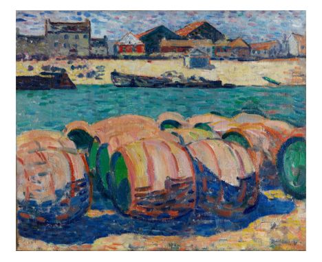 Louis Valtat, 1869 Dieppe – 1952 ParisLE QUAIS À BERCY – 1894Öl auf Leinwand.46 x 55 cm.Rechts unten monogrammiert.Der franzö