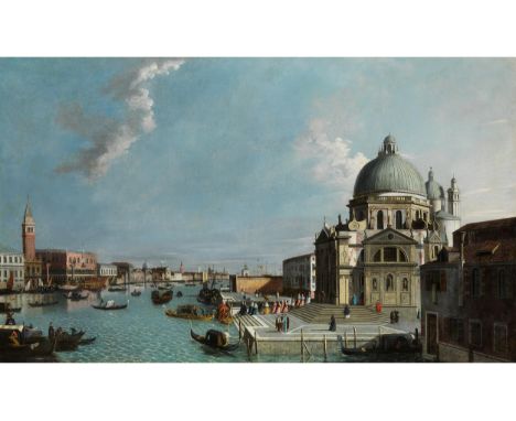 William James, tätig 1730 – 1780DER CANAL GRANDE IN RICHTUNG DER BASILIKA SANTA MARIA DELLA SALUTEÖl auf Leinwand. Doubliert.