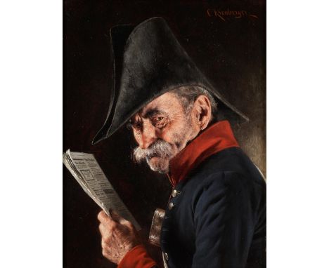 Carl Kronberger, 1841 Freistadt – 1921 MünchenPORTRAIT EINES ALTEN SOLDATEN MIT ZWEISPITZÖl auf Holz.22,5 x 17,5 cm.Rechts ob