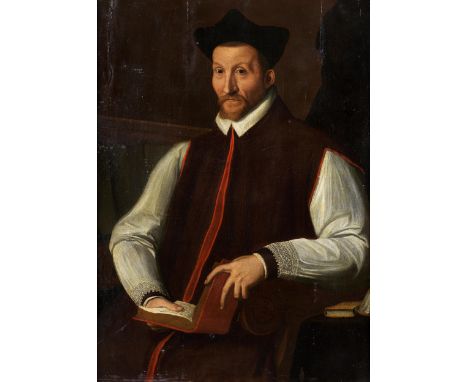 Johannes Stradanus, 1523 – 1605, zug.PORTRAIT EINES PRÄLATENÖl auf Holz.98,5 x 74,5 cm.In ornamental verziertem Rahmen.Beigeg