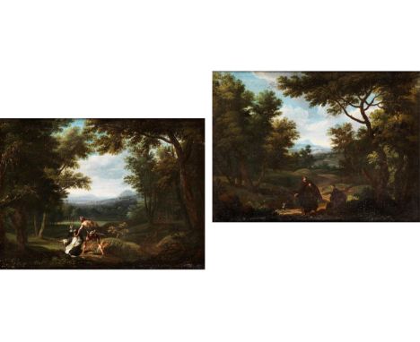 Pier Francesco Mola, 1612 Coldrerio – 1666 Rom, zug.GemäldepaarDARSTELLUNGEN AUS DEM LEBEN DES SELIGEN EGIDIOÖl auf Leinwand.