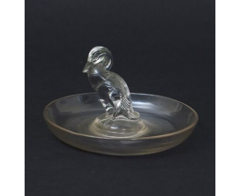  'Canard' no.283 a Lalique clear glass cendrier designed by Rene Lalique, etched R Lalique, 12cm. diam.