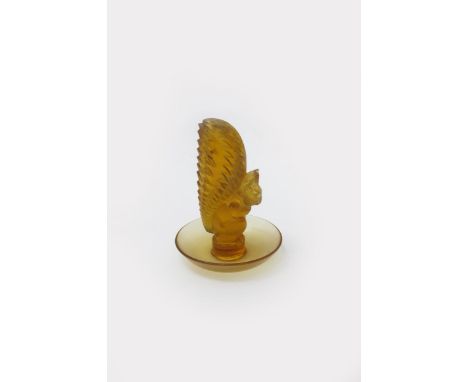  'Ecureuil' No.315 a Lalique amber glass cendrier designed by Rene Lalique, stencil R Lalique France 12cm. high