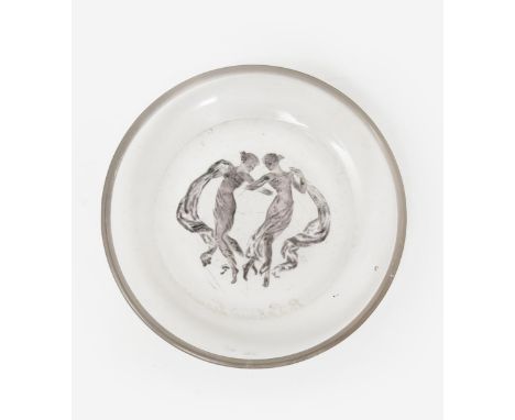  'Trianon' no.292 a Lalique clear glass cendrier designed by Rene Lalique, with remains of black staining, etched R Lalique F