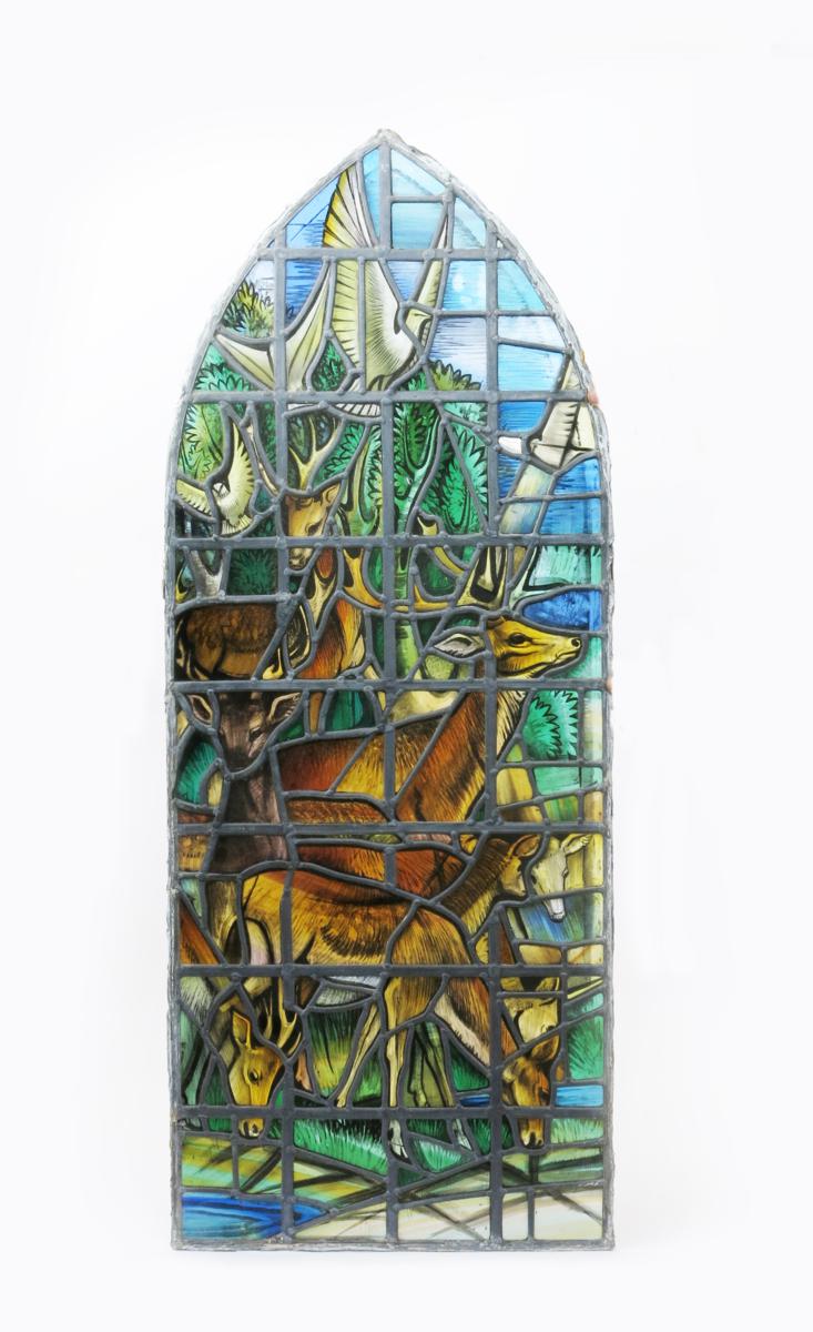 A pair of Arts and Crafts stained glass panels by Goddard and Gibbs