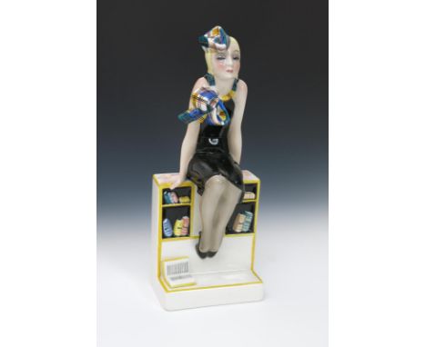  'Me ne Infischio - La Studentessa' a Lenci Pottery figure designed by Helen Konig Scavini, the young girl modelled perched o