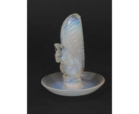  'Ecureuil' No.315 a Lalique opalescent glass cendrier designed by Rene Lalique, stencil R Lalique France 12cm. high