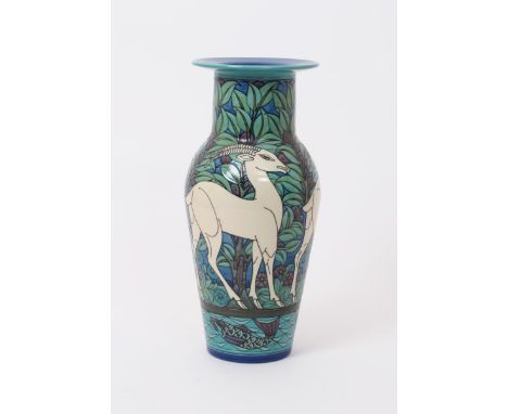  'William De Morgan Antelope' a Dennis Chinaworks limited edition vase designed by Sally Tuffin,  shouldered form with cylind