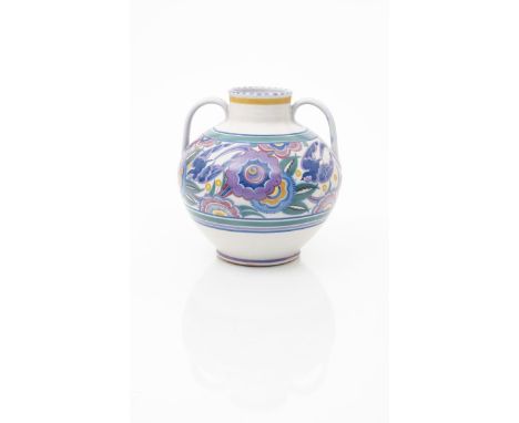  A Carter Stabler & Adams Poole Pottery Bluebird twin-handled vase designed by Truda Adams, painted by Anne Hatchard, pattern