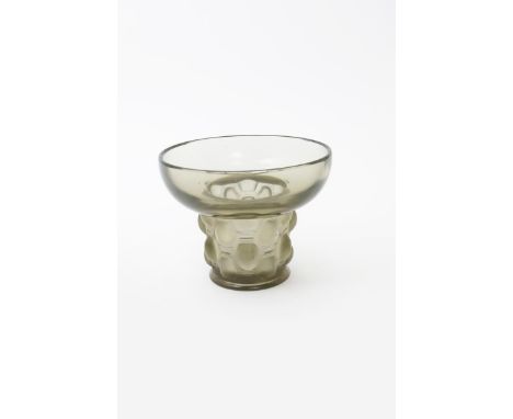  'Beautreillis' no.989 a Lalique smoky grey clear and frosted glass vase designed by Rene Lalique, wheel cut R Lalique France