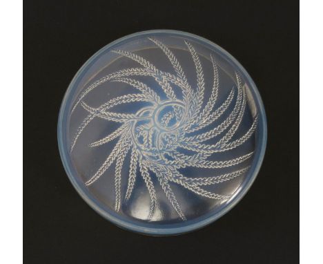  'Houbigant' a Lalique opalescent glass box designed by Rene Lalique,  with silk four compartment base, cast R Lalique mark, 