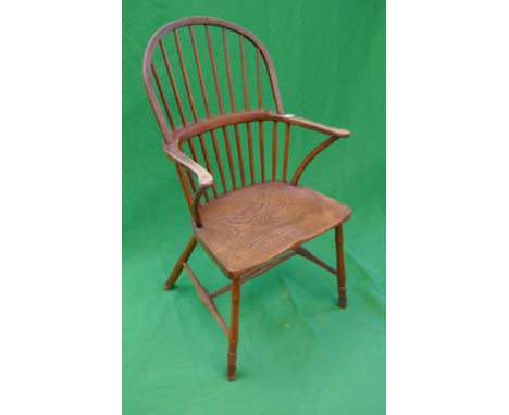 Antique elm seated stick back chair