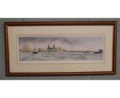 L/E signed print - Liverpool waterfront by John R Ockenden