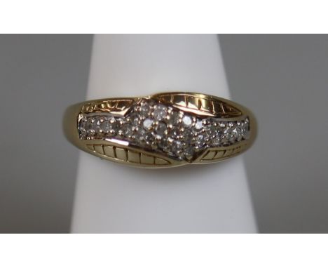 Gold diamond set ring (size N¼) 