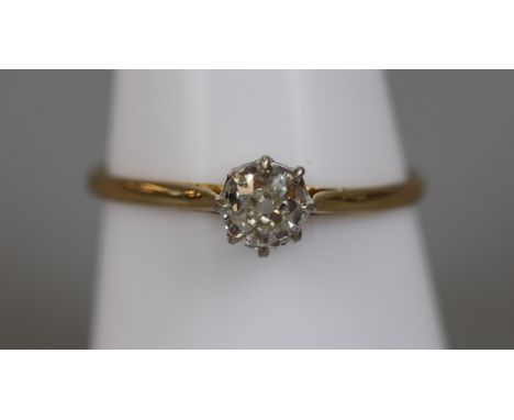 18ct gold diamond solitaire ring (size P)