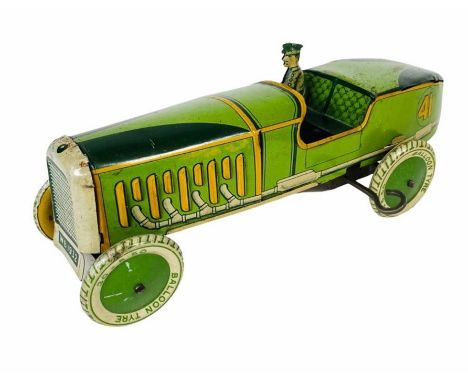 Wells (UK) Pre War Tinplate Clockwork Racing Car No.41 - Presents very well for age, circa 1930's. Lithograph in good order w