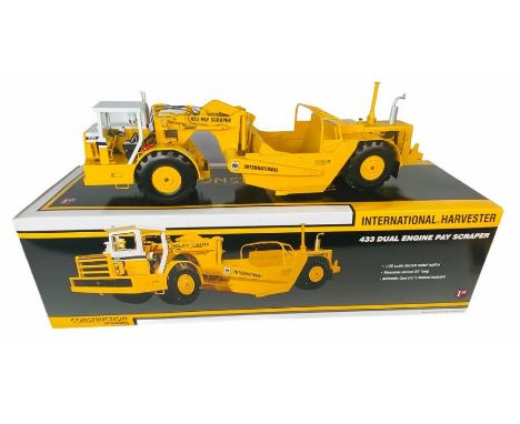 First Gear 1:25 Scale 433 Dual Engine Pay Scraper 'International Harvester'. Measures almost 20" long, diecast replica model 