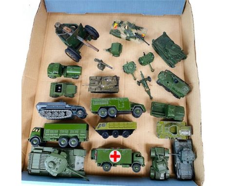 Tray of Unboxed Army Die Cast Vehicles - Including some Dinky examples - All Playworn.&nbsp;