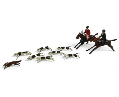 A W Britain die cast figural group, 'Model Hunting Group' from the Model Hunting Series, No.1447, boxed. 