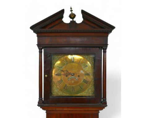 An 18th century mahogany long case clock, by Samuel Lomax of Blackburn, engraved brass dial,  Roman numeral and numbered chap