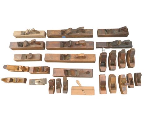 A quantity of hand tools comprising of  shaving planes and a moulding plane. (2 boxes) 