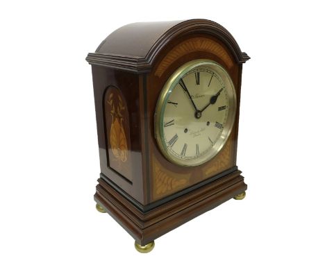 A 19th century bracket clock by Benson, London, signed brass dial with chapter ring bearing Roman numerals, blued steel hands