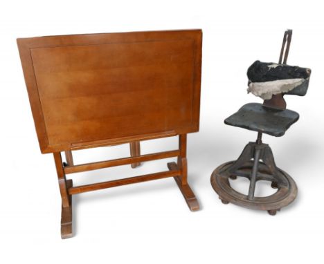 An early 20th century architects/artists swivel chair, on circular base, a/f, 105.5cm high, together with a modern architectu