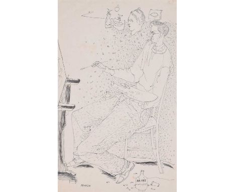 John Minton (British 1917-1957) Self-portrait Signed, ink and wash.31.5cm x 19.5cm (12.5in x 7.75in)Artists’ Resale Right (“d