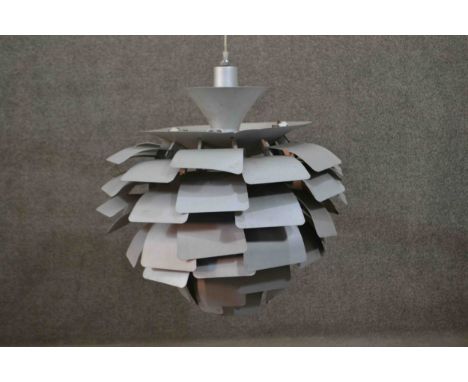 A mid-century artichoke design metal ceiling light. H.55 W.68cm 