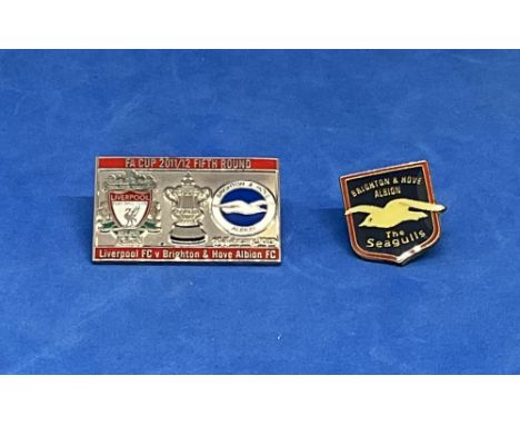 Brighton and Hove football club metal badges. 2 included. Good condition Est.