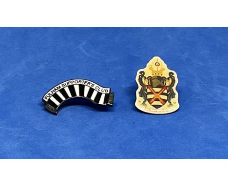 Fulham football club metal badges. 2 included. Good condition Est.