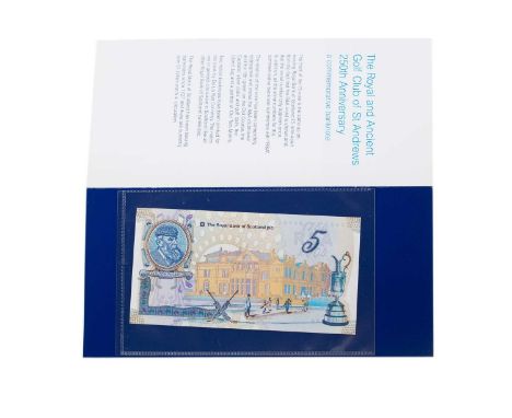 RBS R &amp; A 250TH ANNIVERSARY FIVE POUND NOTE,in folder and original envelope