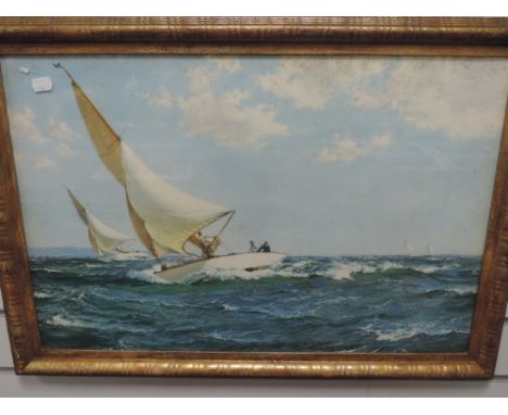 A pair of prints, after Montague Dawson, Neck and Neck and a Winning Tack, sailing interest, 42 x 63cm, plus frame and glazed