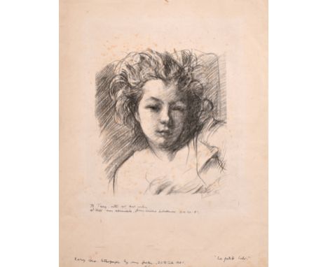 Albert de Belleroche (1864-1944) 'La Petite Lisle', Lithograph, signed in pencil and extensively inscribed in pen, 12" x 9", 