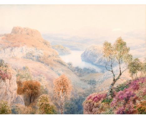 Henry Bowser Wimbush (1816-1943) British, 'Loch Drunkie', A view of the mountain loch, watercolour, signed, inscribed verso, 