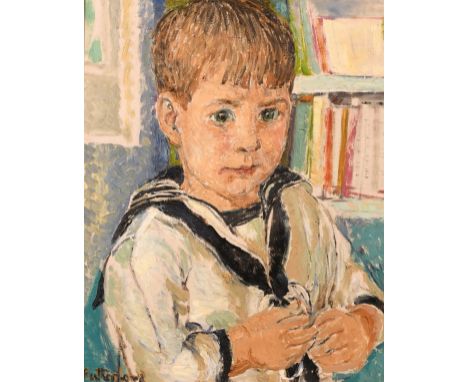 Harry Rutherford (1903-1985) British, A half-length portrait of a boy in a sailor's uniform, oil on canvas, signed, 20" x 16"