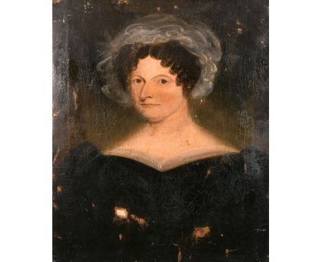 Early 19th century, A half-length portrait of a lady, oil on canvas, 27" x 22". (Unframed).