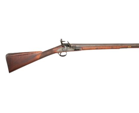 A 12 BORE FLINTLOCK SPORTING GUN BY BARKER, WIGAN, CIRCA 1775-80 with rebrowned two stage barrel swamped towards the muzzle a