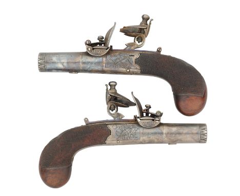 A FINE PAIR OF 50-BORE FLINTLOCK BOX-LOCK POCKET PISTOLS SIGNED H. NOCK, LONDON, BIRMINGHAM PROOF MARKS, CIRCA 1815 with engr