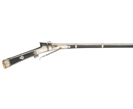 ˜ A 25 BORE NORTH INDIAN MATCHLOCK GUN (TORADOR), 18TH/19TH CENTURY with octagonal sighted etched twist probably European bar