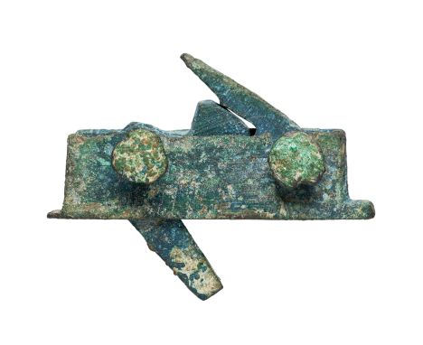 A SMALL COPPER ALLOY CROSSBOW MECHANISM, PROBABALY CHINESE WESTERN HAN DYNASTY 206BC - 25AD of characteristic type, with trig