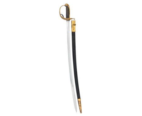 A GILT AUSTRIAN MODEL 1869 CAVALRY OFFICER'S SWORD, CIRCA 1870 plain curved single-edged fullered blade, regulation pattern h