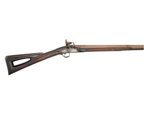 A 12 BORE FLINTLOCK WILDFOWLING GUN BY ROBERT WOGDON, CIRCA 1765-70 with rebrowned barrel of so-called ‘Spanish’ form, fitted