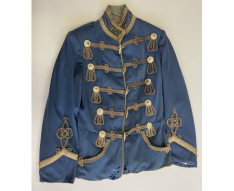 A GERMAN OFFICER’S LIGHT BLUE PARADE ATTILA probably of Hussar Regiment No.19, trimmed and edged with silver chain gimp formi