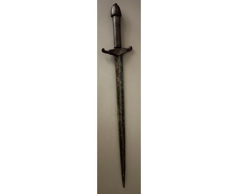 A COMPOSITE LEFT HAND DAGGER, 17TH/18TH CENTURY with tapering blade of flattened-diamond section, iron hilt including inverte