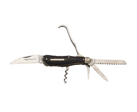 A SPORTSMAN’S 'WHARNCLIFFE' KNIFE, RODGERS, NO. 6 NORFOLK STREET, SHEFFIELD, CUTLERS TO HIS MAJESTY, EARLY 20TH CENTURY with 