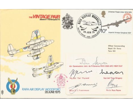 RAFA Air Display Woodford, The Vintage Pair cover signed by Air Commodore John De M Severne, Wg Cdr Cas Maynard, Sqn Ldr Tony