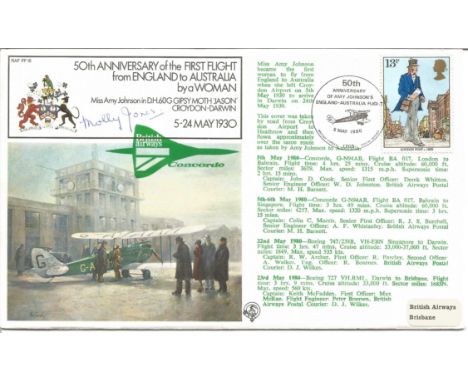 Molly Jones signed 50th Anniversary of the First Flight from England to Australia by a Woman cover RAF FF16. 13p London Post 