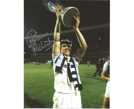Graham Roberts signed 10x8 colour photo pictured celebrating after Tottenham Hotspurs victory in the 1984 UEFA cup final. Goo