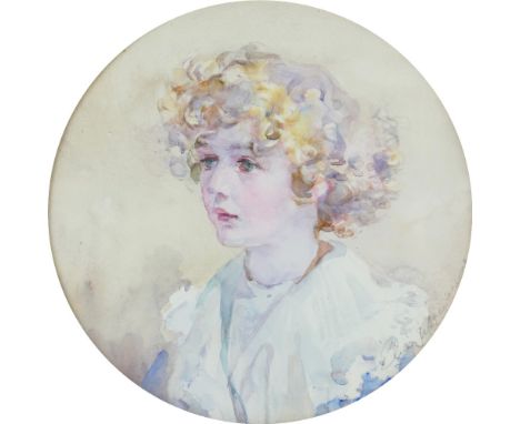 British School (19th century): 'Louise Violet Diana York, June 1911, Age 4 years 4 months', a head and shoulders portrait of 